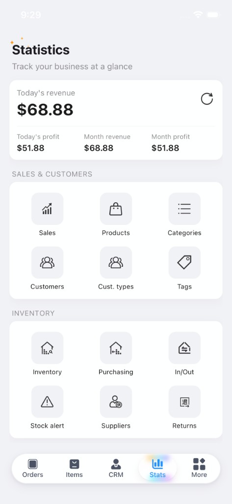 SellLog statistics screen